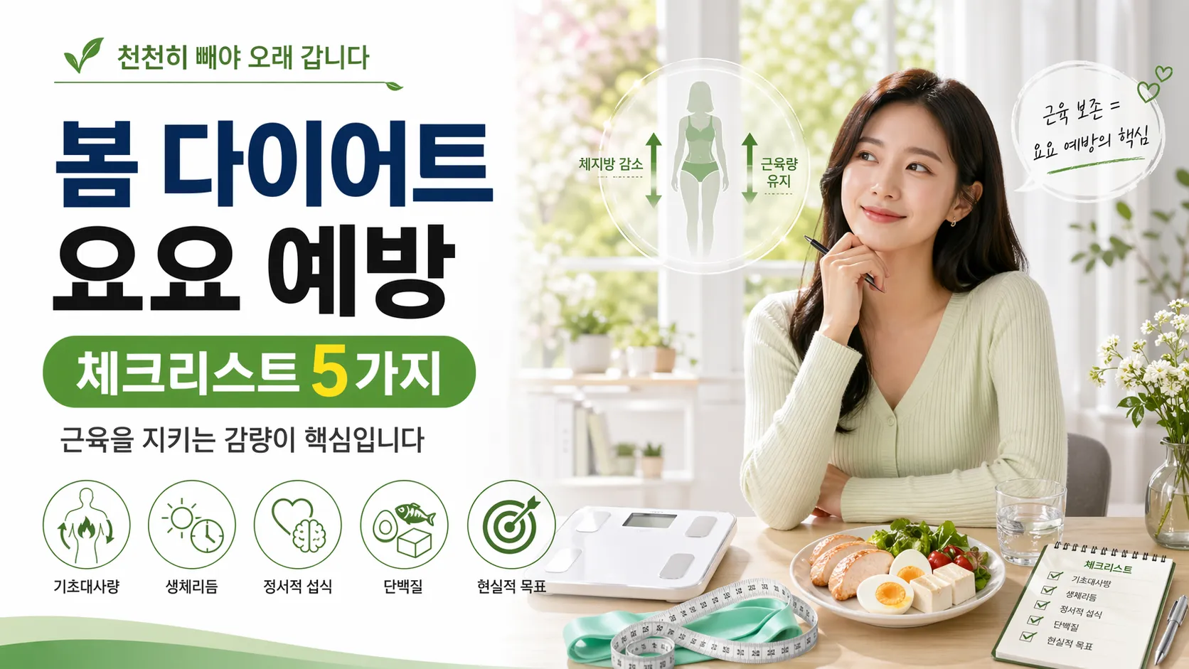 봄 다이어트 요요 예방과 근육 보존 체크리스트 일러스트