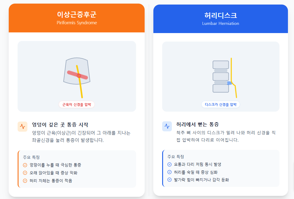 이상근증후군 vs 허리디스크 비교 